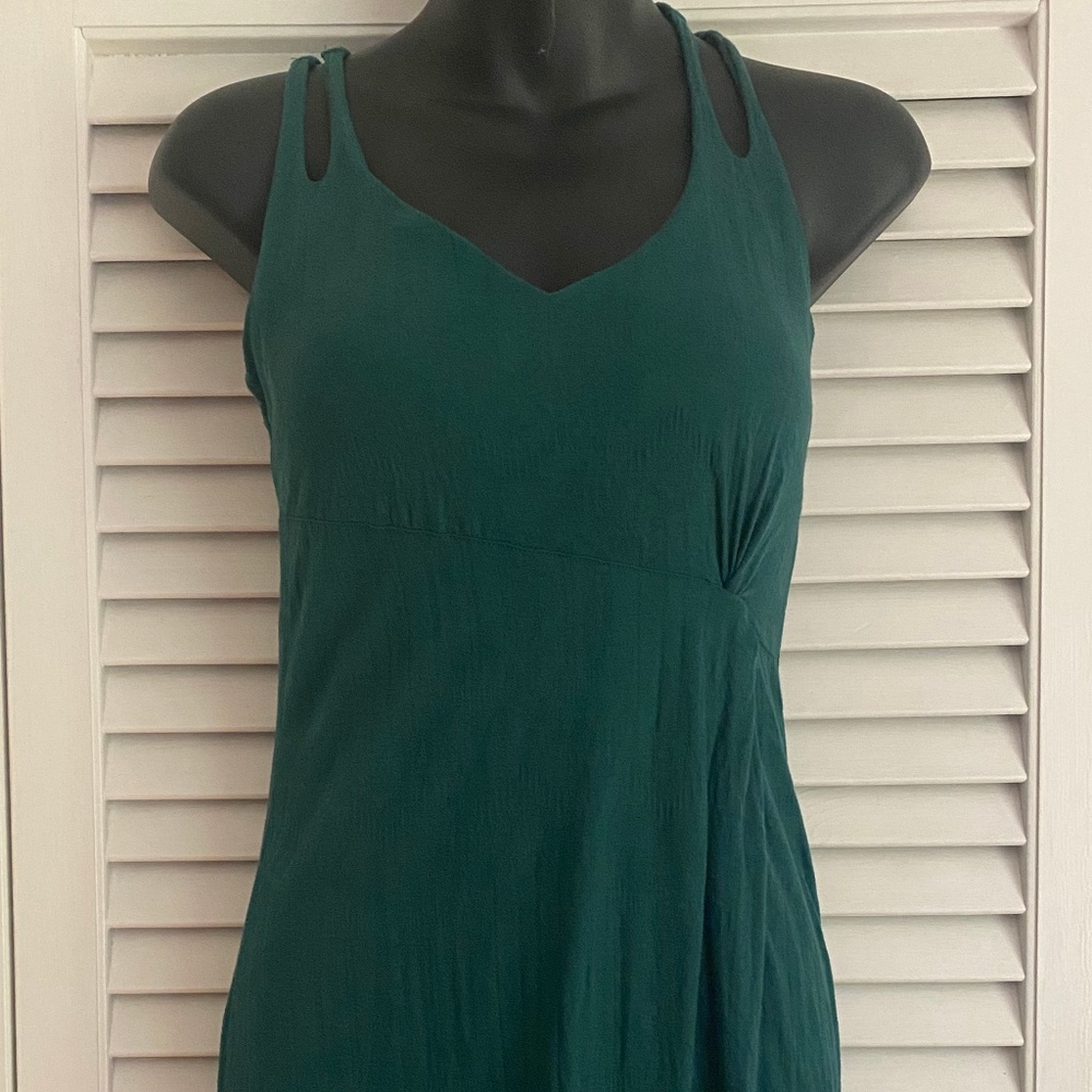 Athleta Jade Green Long Maxi Dress Built In Bra Casual Size XXS